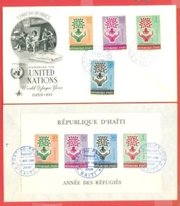 Haiti Topic REFUGEE RELIEF Year 1960 S/S + Set on 2 diff  FDC Cover - Picture 1 of 1