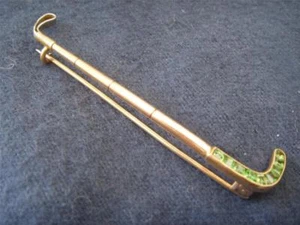 YELLOW ROSE & WHITE METAL & PERIDOT RIDING CROP/ STOCK PIN BROOCH  4.4 grams - Picture 1 of 1