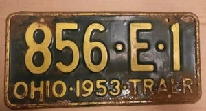 Vintage - 1953 OHIO TRAILER LICENSE PLATE - 856 E 1 - Picture 1 of 2