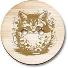 'kitten in cup' Wooden Buttons (BT042977)