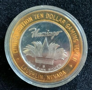 Flamingo Casino Coin Laughlin Nevada Ten Dollar Token 2001 .999 Fine Silver - Picture 1 of 2