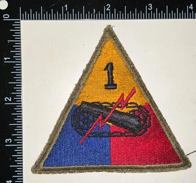 WWII US Army 1st Armored Armor Division Tank GREENBACK Patch - Image 1 of 2