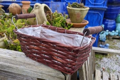 NEU ! Kleiner Pflanzkasten m. Henkel 25cm breit aus Weide Blumentopf Schale Korb - Bild 1 von 3