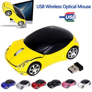 USB Receiver LED Lighting Wireless Mouse Mice 2.4GHz 3D Car Shape For PC Laptop - Picture 1 of 18