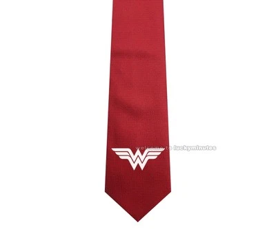 Gravata abotoaduras símbolo mulher maravilha tecido jacquard estreito fino 2,5" - Imagem 1 de 3