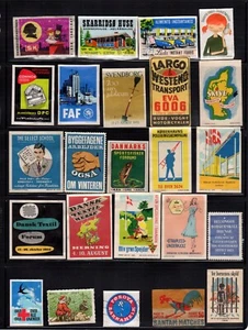 Assortment of 24 Mostly Danish Maerkat Advertising & Charity Stamps - Picture 1 of 1