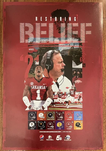Arkansas Razorbacks Football 2021 Schedule Poster Burks Catalon Morgan Pittman Cover