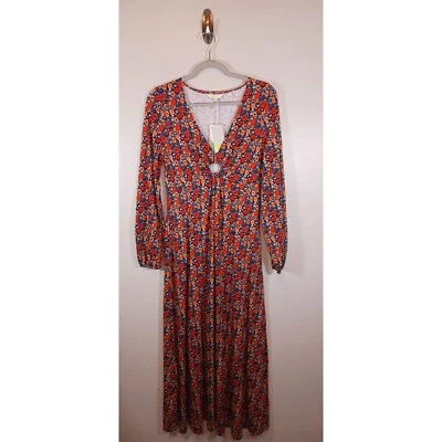 Maxi Vestido Largo Boden Floral Estilo Años 70 Estampado Amapola Cerradura Talla 6R Nuevo con Etiquetas Foto 1 de 4