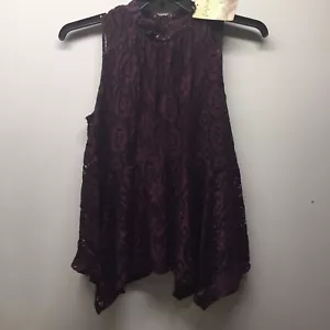 Lily White Womens M Keyhole Back High Neck Sleeveless Shirt Blouse - Picture 1 of 5