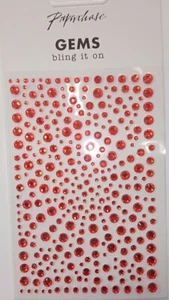 Mini RUNDE ROTE SELBSTKLEBENDE EDELSTEINE Klebekarte Basteln Verzierung Deko Aufkleber - Bild 1 von 1