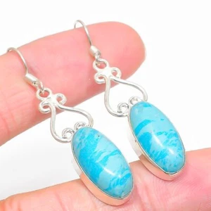 Larimar Gemstone 925 Sterling Silver Earring 2.05" e805 - Picture 1 of 7