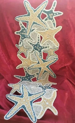 FLAWLESS NICOLE MILLER Bead NAUTICAL STARFISH SEASHELL Table CENTERPIECE RUNNER - Image 1 of 4