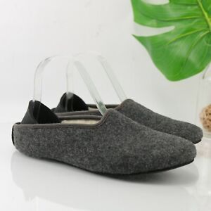 Mahabis Women's Classic Wool Slipper Size 7 Gray Slide Back Flap Felt Comfy 