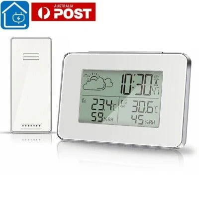 Wireless Weather Station Clock LCD Digital Indoor &Outdoor Humidity Thermometer - image 1 of 4