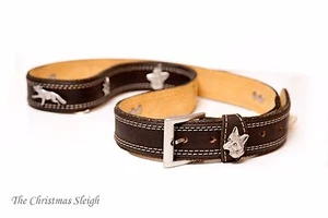 Österreichische Handarbeit Damen Echtleder Gürtel mit Fuchs Akzenten - Größe 110 EU - Bild 1 von 2