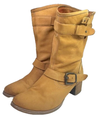 Botas de Vaquero MATISSE Bronceadas Tempranas Genuinas Nubuck Media Pantorrilla Boho Slouchy - Talla 10 Foto 1 de 4