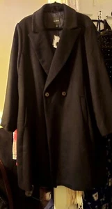 LANE BRYANT Size 26 Black Double Breast Wool Blend Coat NEW W/tag. - Picture 1 of 10