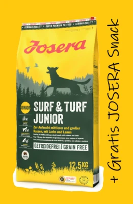 JOSERA Surf & Turf Junior 12,5 kg - Getreidefeies Welpenfutter + JOSERA SNACK - Bild 1 von 2