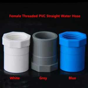 Female Threaded PVC Straight Water Hose Piping Connector Coupler White/Blue/Grey - Picture 1 of 12