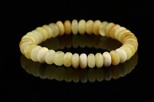 White Button Beads Genuine Baltic Amber Stretch Bracelet 6.5g b150813-17 - Picture 1 of 2