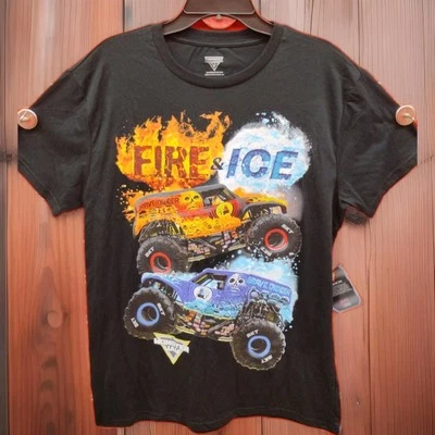NEW Monster Jam Fire And Ice Gravedigger T-Shirt Exclusive 2024 HTF Size - L - Image 1 of 4