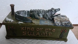 King of Swamp Alligator  Mechanical Bank Cast Iron - Picture 1 of 4