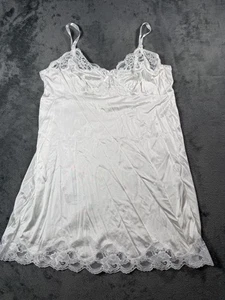 Vintage Solange Dessous Slip Damen 36 weiß Spitze Nylon Nachthemd Made USA - Bild 1 von 15