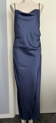Nuevo Vestido Dotti Maxi Largo Sin Mangas Talla 12 Reunir Lateral Capucha Cuello Correas Ajustables Azul Marino Foto 1 de 4