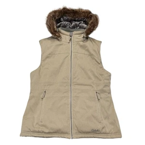 Gilet Cabela's donna grande beige Primaloft cappuccio rimovibile foderato sherpa zip intera - Foto 1 di 16