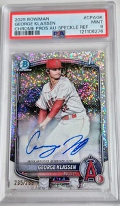2025 Bowman George Klassen 1st Bowman Speckle Refractor Auto #/299 PSA 9 MINT - Picture 1 of 2