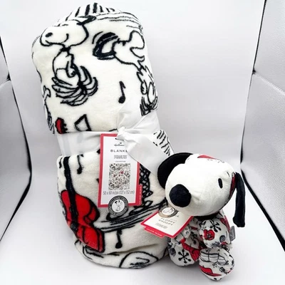 Hallmark Peanuts Snoopy Vacaciones Navidad Peluche y Manta Blanca 50” x 60” Foto 1 de 4
