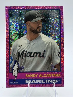 2025 Topps Heritage - Sandy Alcantara #161 Chrome Pink Sparkle Refractor - Image 1 of 2