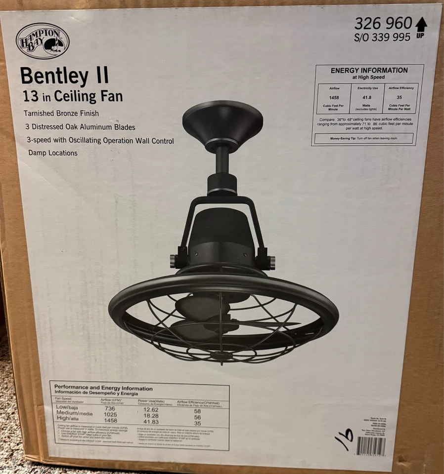 Bentley II 18 in. Indoor/Outdoor Tarnished Bronze Oscillating Ceiling Fan - Image 1 of 1