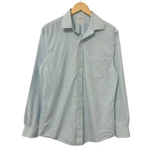 Brooks Brothers Button Down Shirt Men 15.5 - 35 Slim Fit Non Iron Pin Stripe - Picture 1 of 10