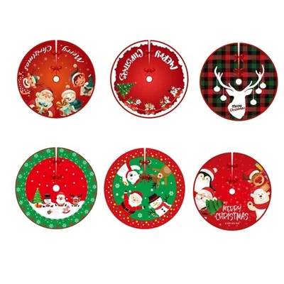 Christmas Tree Skirt 35Inch Christmas Tree Mat with Snowman Snowflake Print - Image 1 of 4