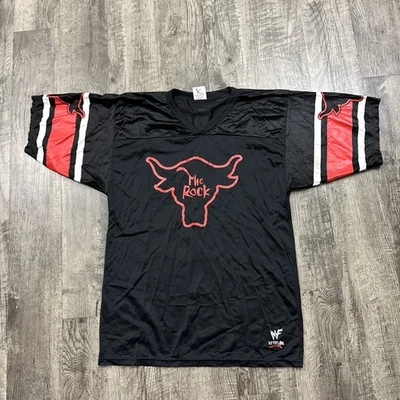 Vintage 90s The Rock Dwayne Johnson WWE Wrestling Jersey 48L - Image 1 of 4