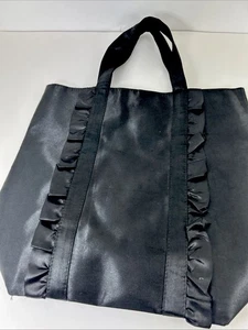 “Georgeous” Tote Bag Black Ruffles Pink Leopard Inside Fabric - Picture 1 of 13