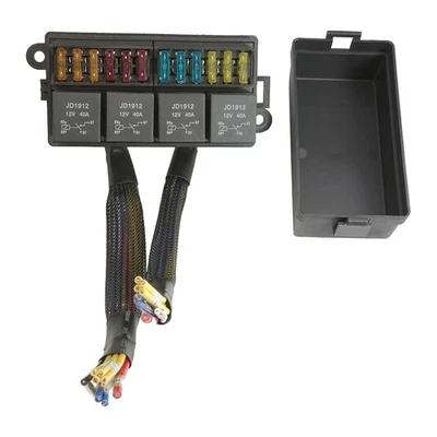 Pre-Wired 12V Fuse Relay Box 4pcs 4Pin Relays ATC/ATO Blade for Car Truck Boat - Image 1 of 4