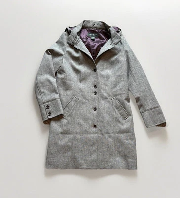Abrigo vintage Eddie Bauer para mujer patrón espiga guisante talla mediana, gris, forrado Foto 1 de 4