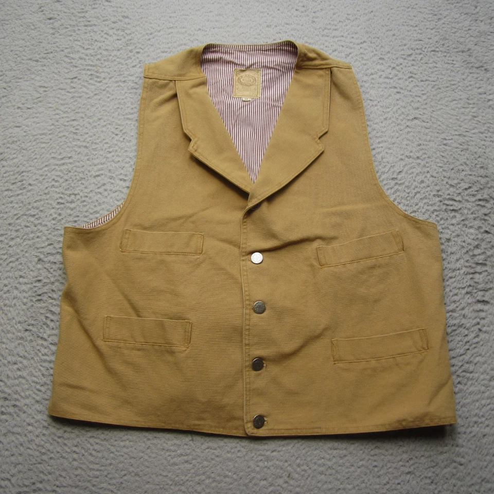 Vintage Wah Maker Vest Mens M Brown Canvas Button Western Cowboy Workwear - Image 1 of 4
