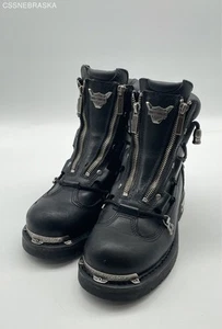 Botas Harley Davidson Brake Light para mujer de cuero negro con cremallera 81680 - talla 8 - Imagen 1 de 10