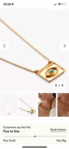 Monica Vinader Deia Evil eye gold Vermeil Turquoise 17' Necklace Brand new❤🎁 - Picture 1 of 7