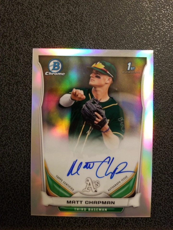MATT CHAPMAN 2014 BOWMAN CHROME RC ROOKIE REFRACTOR AUTOGRAPH ATHLETICS AUTO  - Image 1 of 3