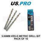 US PRO Tools 5.00MM HSS-G Metric twist Drill Bit Pack Of 10 2425