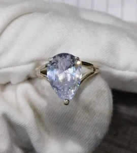 2Ct Lab-Created Diamond Pear Cut Women's Ring 14K White Gold Plated - Picture 1 of 7