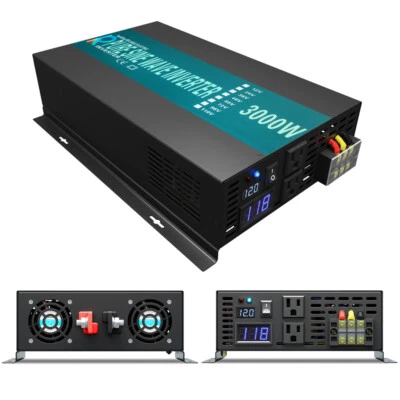 Pure Sine Wave Power Inverter 12v to 120v 300W 800W 1000W 1500W 2500W 3000W Car - Image 1 of 4