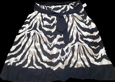 Falda de lino East 5th negra blanca y tostada con estampado de múltiples cebra línea A ~ 14 M3020 Foto 1 de 4