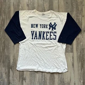Vintage 50s NY New York Yankees Raglan T-Shirt Size Large - Picture 1 of 4