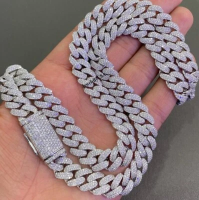 Regalo Halloween 4 HOMBRES 22" 12mm Plata Circonita Cúbica "CUBANO" Collar de Eslabones REGALO Foto 1 de 4