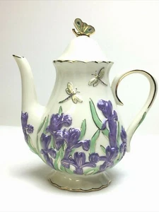 Lenox 2005 Springtime Splendor Fine China Teapot Parvaneh Holloway Dragonfly - Picture 1 of 12